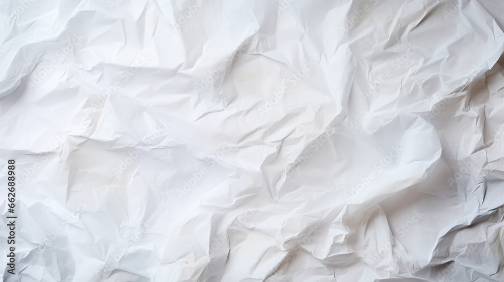 White crumpled paper texture. Blank background with creases. Generative AI