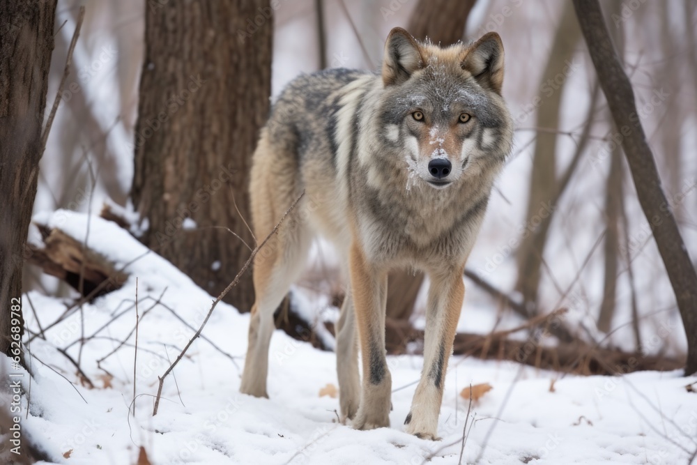 dominant alpha wolf marking its territory