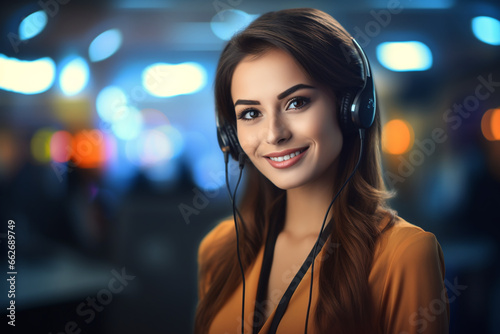 call center operator with headset