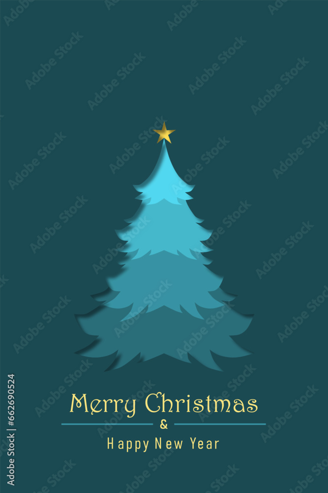 Merry Christmas and happy new year simple background with a Christmas tree. Vertical vector illustration.