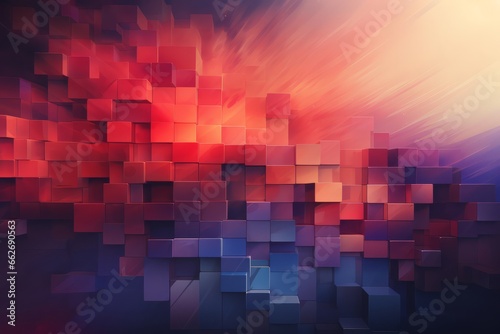 Background of red and purple gradient squares in an abstract and artistic layout, Generative AI