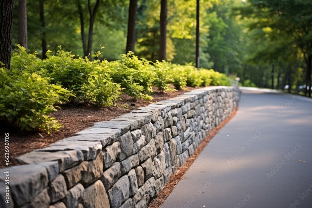 natural stone wall alongside a pathway natural stone wall alongside a pathway