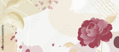 Abstract Floral Background. Modern Artistic Wallpaper with Pink Blossom, Elegant Patterns, Pastel Texture and Soft Botanical Design