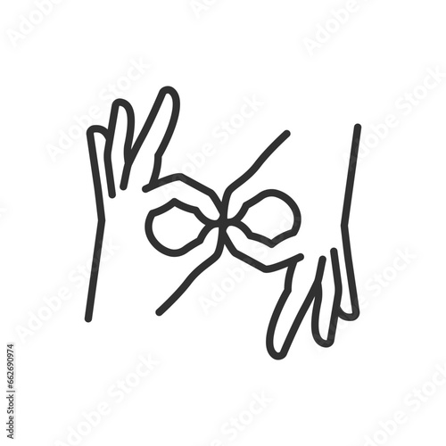 Sign sign language, linear icon. Line with editable stroke