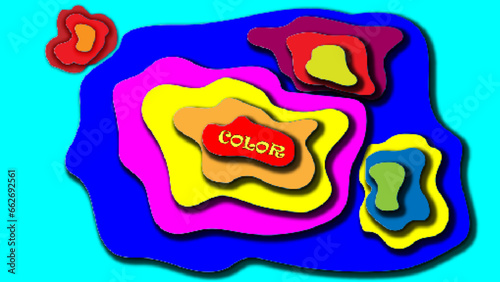 Multi-colored blots with text on a blue background. Vector illustration