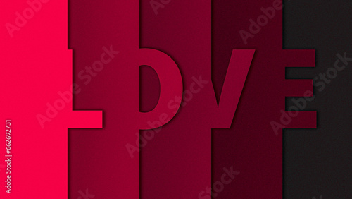 LOVE 3D Typography Art background for poster, valentines day.