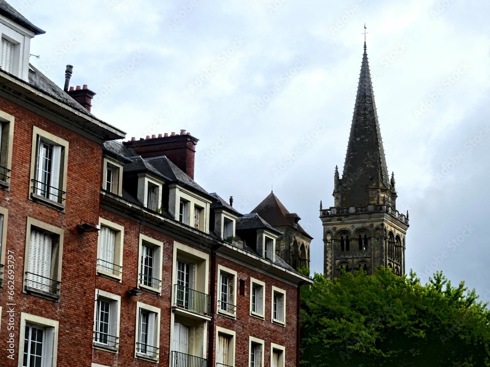 Fototapeta premium Lisieux, August 2023 - Visit the magnificent medieval city of Lisieux in Normandy - Tour the city with its old Norman-style buildings