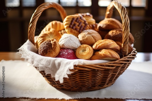 traditional purim pastries in a bread basket