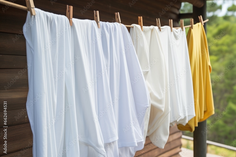 freshly washed bed linen hanging on a laundry line