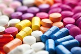 an assortment of brightly colored pills close-up