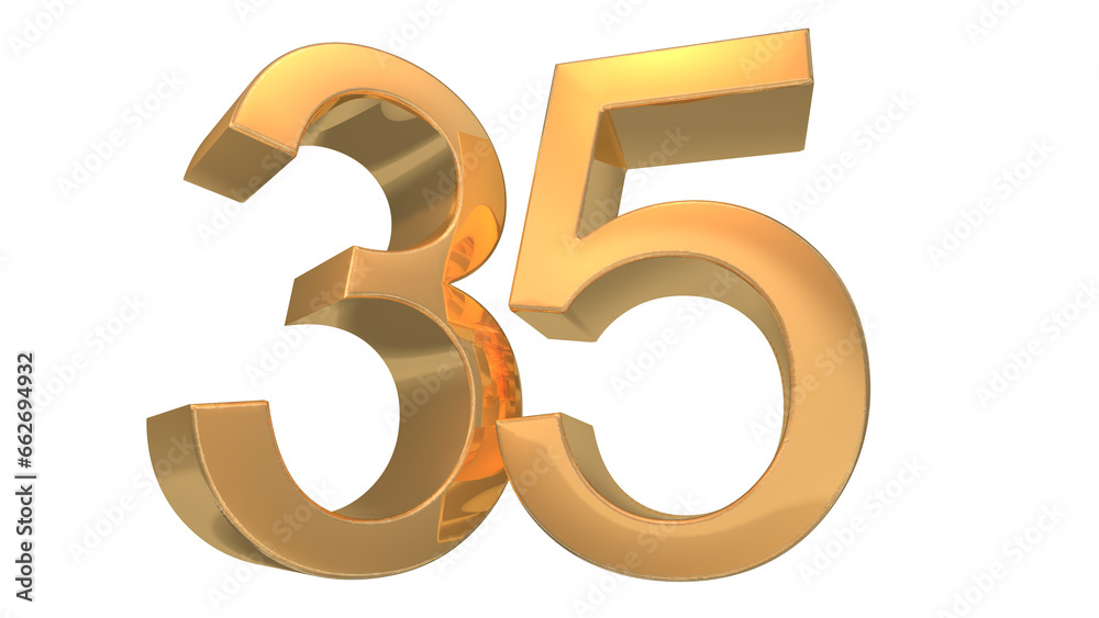 Obraz premium Creative design gold 3d number 35