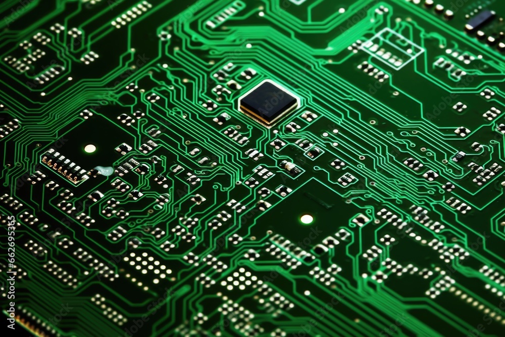 green circuit board showing electronic components green circuit board showing electronic components