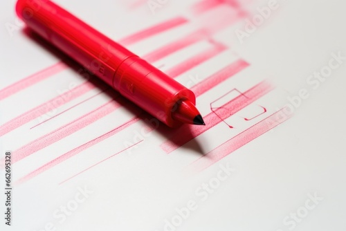 red highlighter marking errors in a paper printed with code