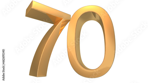 Creative design gold 3d number 70