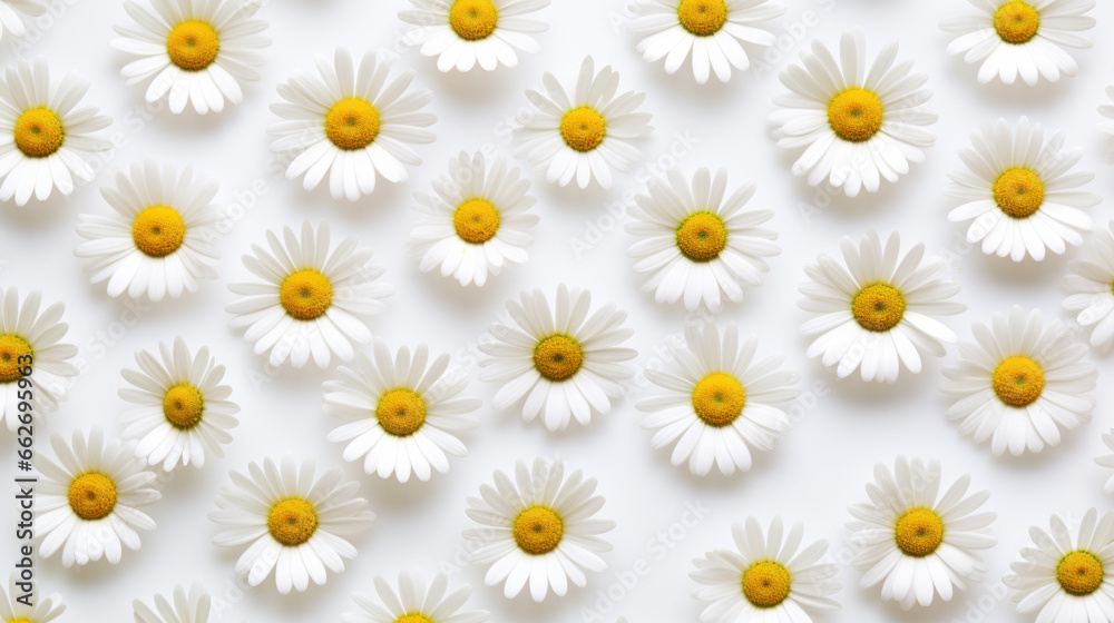 chamomile or daisies isolated on white background with full depth of field. Set or collection.