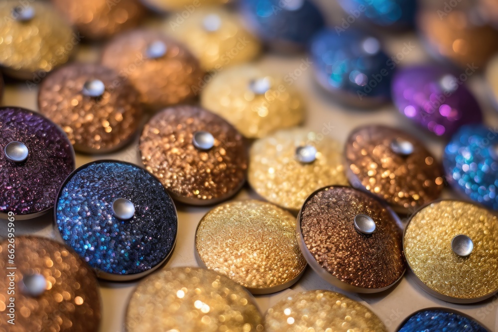 detailed image of shiny metallic lapel pins on a cork board detailed image of shiny metallic lapel pins on a cork board