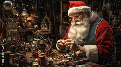 Wallpaper Mural Santa with Handmade Toy in Cheerful Workshop Torontodigital.ca