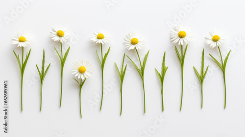 chamomile or daisies isolated on white background with full depth of field. Set or collection. photo