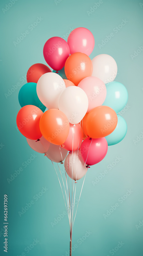 red and yellow balloons on blue background