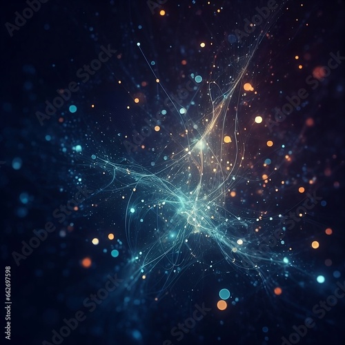 Dark blue and glow particle abstract background Ai Generative