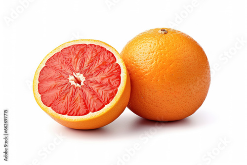 Grapefruits or red oranges  watercolor illustration  isolated on white background