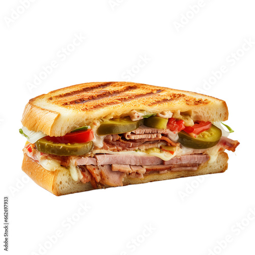 spicy Cubano sandwich isolated on white background, ai generated