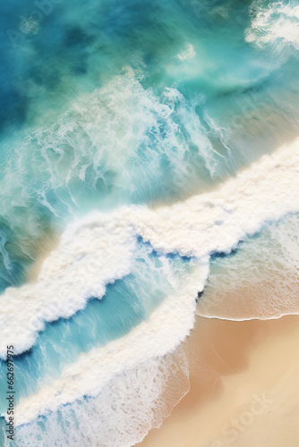 Paradise beach, directly above view. Photorealistic illustration © Cheport