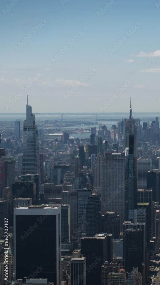 Vertical Screen: New York Cityscape on a Clear Day. Aerial Footage from ...