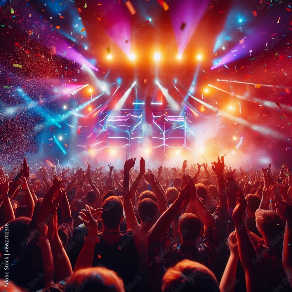 Crowd of people dancing at the concert Ai Generative Crowd of people dancing at the concert Ai Generative