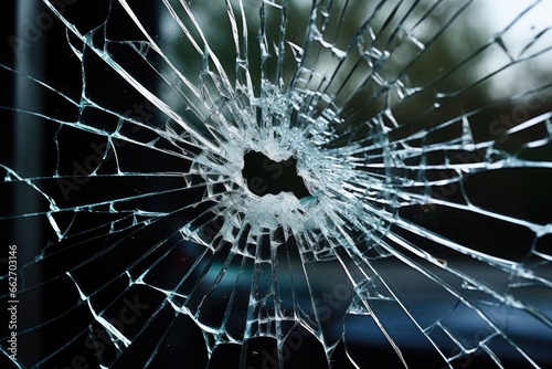 shattered glass window