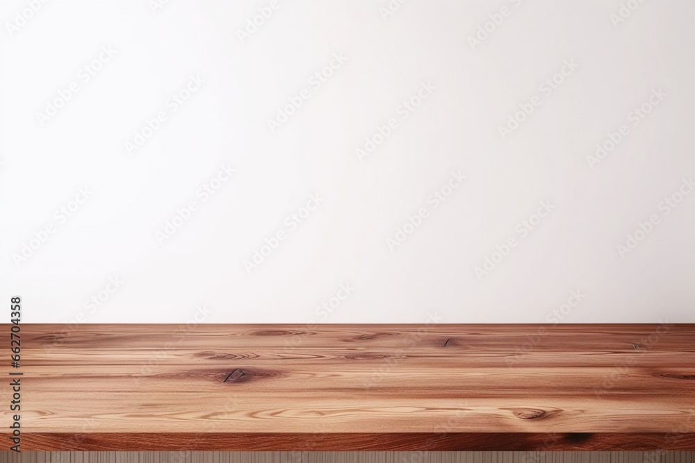 Wood Table Top with City Building Skyline in the Background Wood Table Top with City Building Skyline in the Background