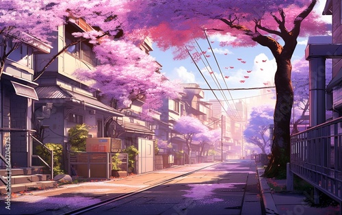 Anime background. Japan city. 