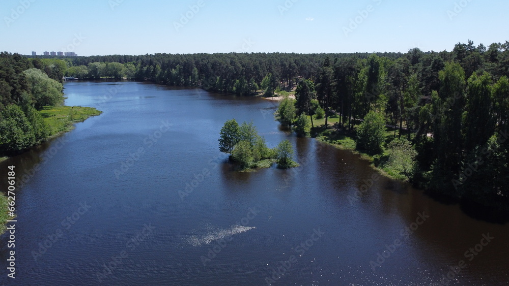 Fototapeta premium Picturesque river in Moscow region, Ramenskoe in the summer time