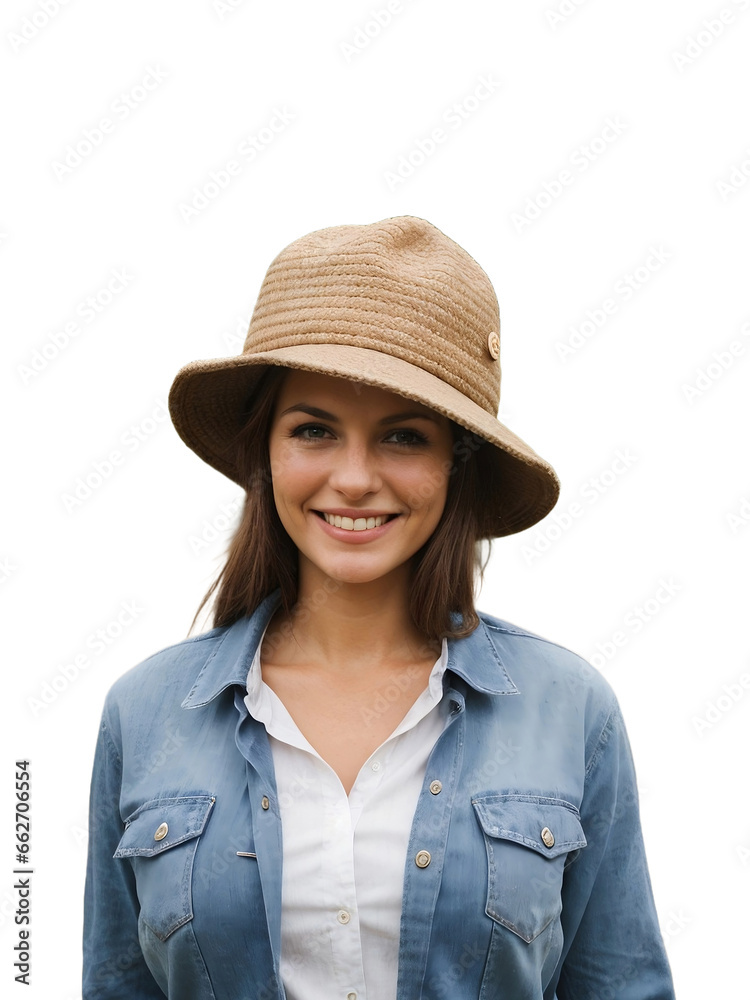 A happy female farmer, isolated, transparent background, no background. PNG. A happy female farmer, isolated, transparent background, no background. PNG.