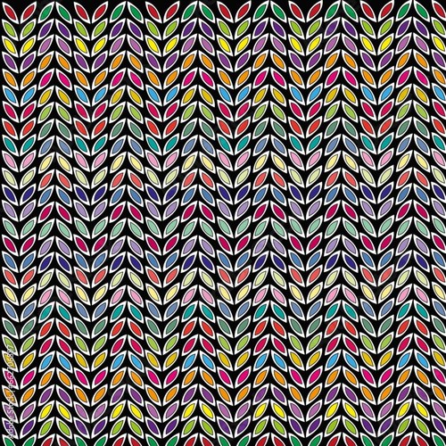 Fondo abstracto con hojas de colores sobre negro.
