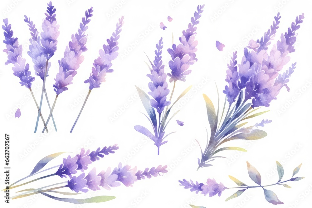 Fototapeta premium Lavender flower hand painted watercolor illustration.