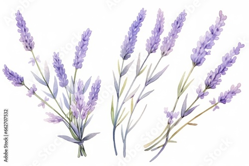 Lavender flower hand painted watercolor illustration.