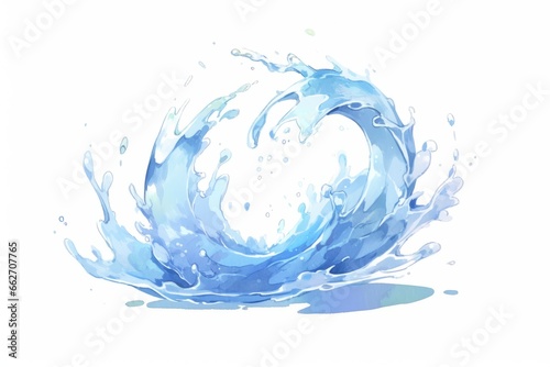 Water splash hand painted watercolor illustration.