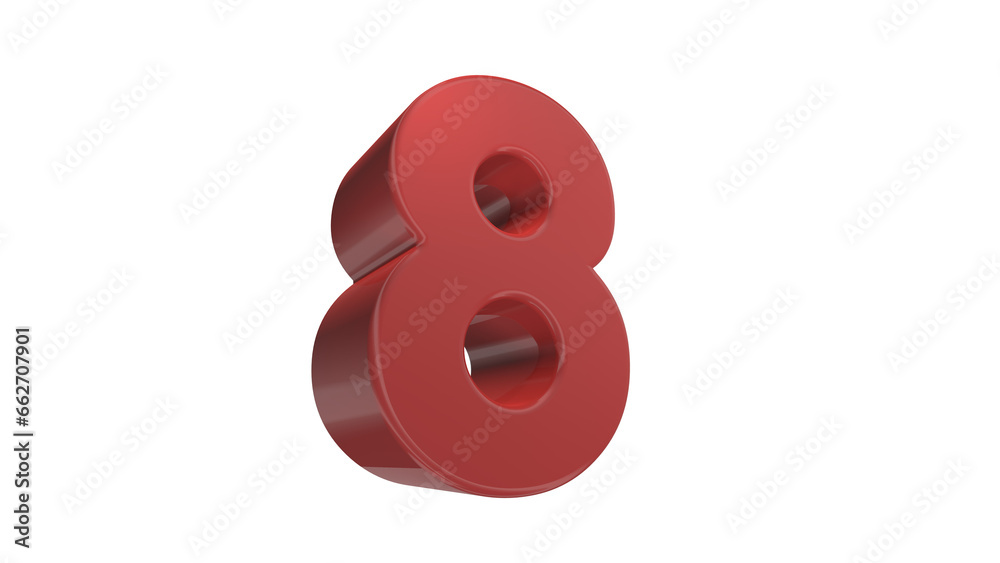 Obraz premium Creative design red 3d number 8
