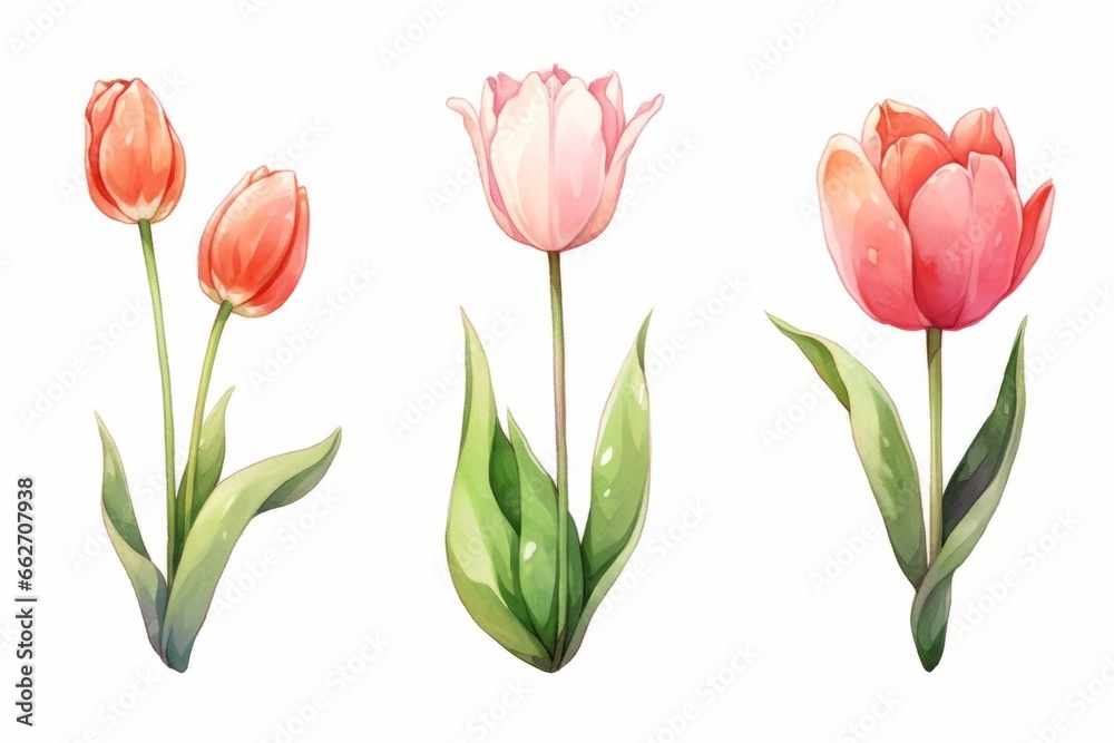 Tulips flower hand painted watercolor illustration. Tulips flower hand painted watercolor illustration.