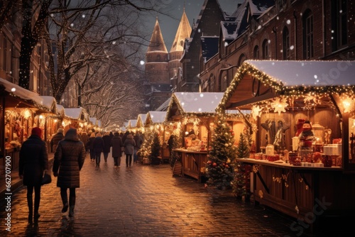 Christmas market with lights and stalls © Hugo