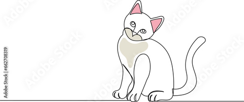 kitten line drawing, vector sketch