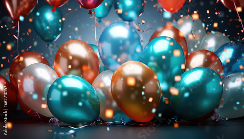 Beautiful Festive Background with Multicolored Balloons