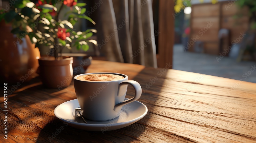 Obraz premium A serene coffee scene ultra realistic illustration - Generative AI.