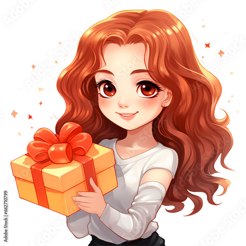 Cute Girl Happy New Year Clipart Illustration