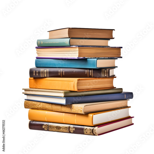 old books stacked isolated on transparent background or white background