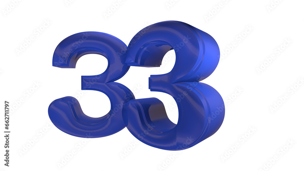 Obraz premium Creative blue 3d number 33