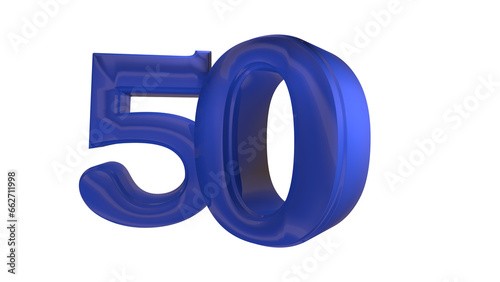 Creative blue 3d number 50