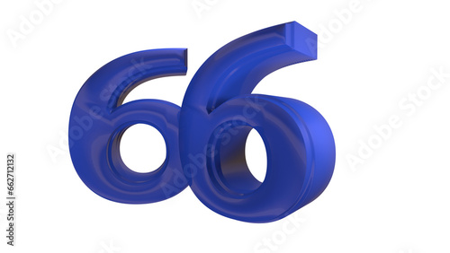 Creative blue 3d number 66