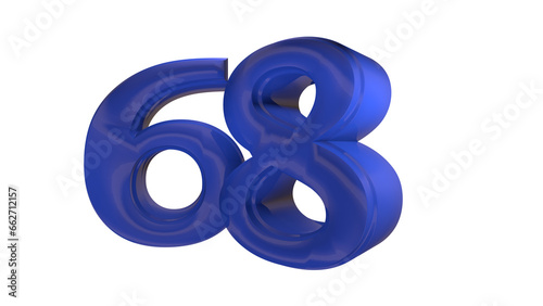 Creative blue 3d number 68